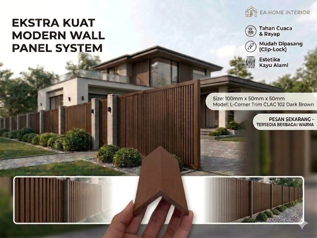 Lis Siku L Outdoor CC 02 WPC Wall Panel Dark Brown Anti Rayap & Cuaca Premium
